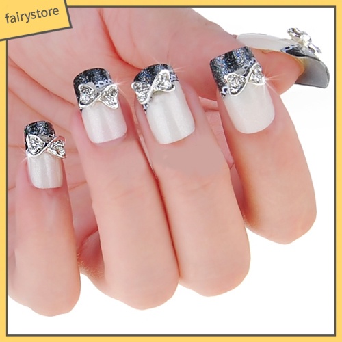 Set 10 vật liệu hình nơ lấp lánh dùng trang trí móng tay 3D xinh xắn