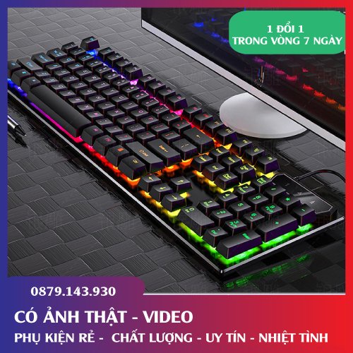 [ TẶNG LÓT CHUỘT ]  Bàn Phím Giả Cơ V4  Có đèn LED 7 màu SIÊU ĐẸP - Cho máy tính, laptop [ BH 03 THÁNG ]