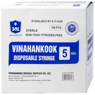 Bơm tiêm 5ml/cc Vinahankook sử dụng 1 lần dùng trong y tế