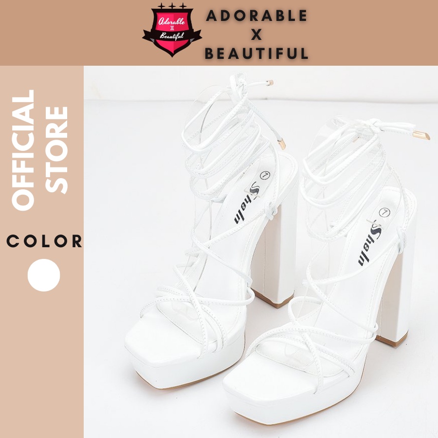 Giày Cao Gót Cao Cấp She.in Đế Vuông Trắng Hot Trend Ulzzang 2022