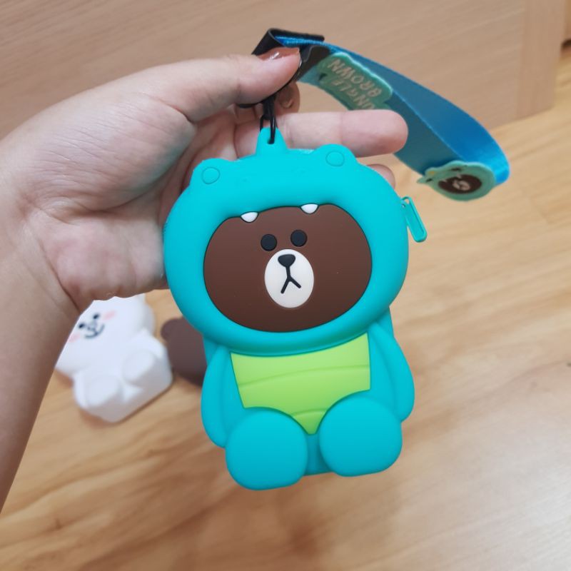 Móc khóa ví silicon Brown Cony Dino siêu cưng