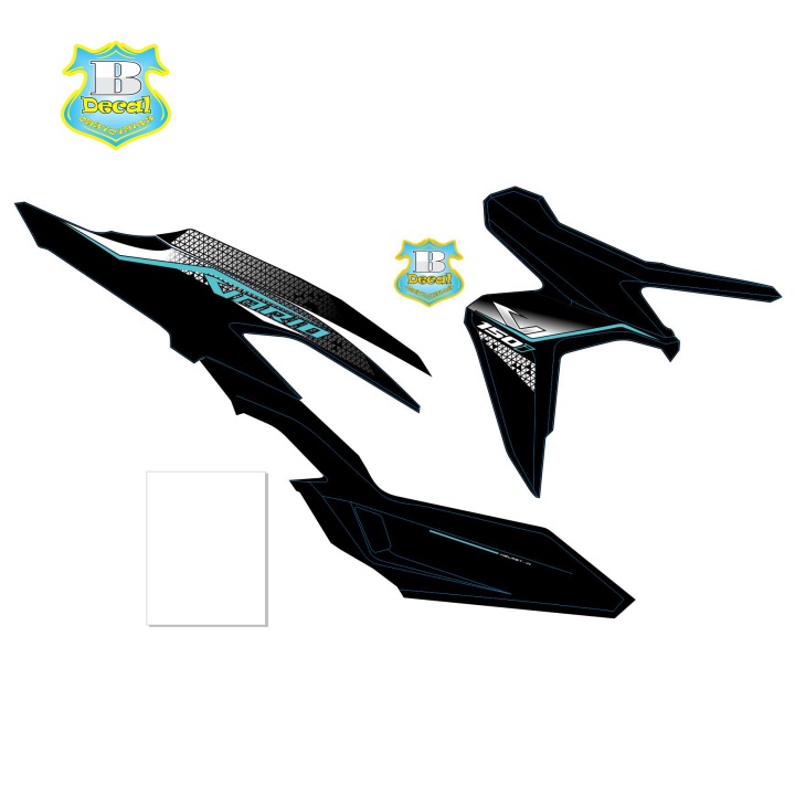 ( Quí khách vui lòng mang ra tiệm cho thợ dán ) Tem vario 150 xanh đen 60 20