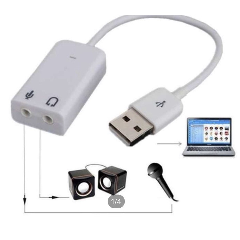 Cáp chuyển đổi USB to Sound âm thanh 7.1 trắng