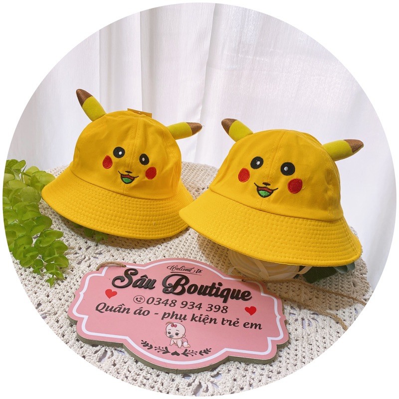 💝 Mũ Pikachu Thêu Dễ Thương 💝 cho bé và cho người lớn, có dây điều chỉnh chống bay