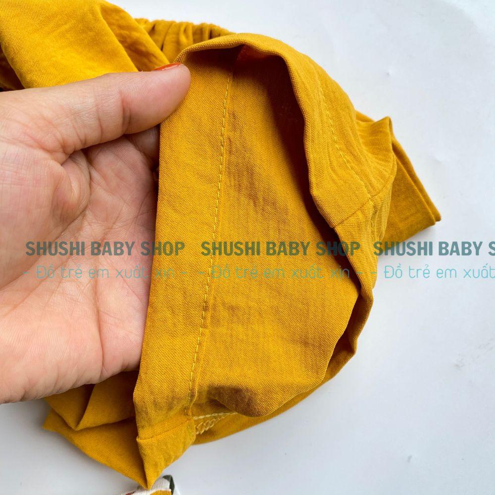 Set bộ bé gái 2 dây chất đũi tơ mềm mát phối nơ xinh họa tiết nổi bật xinh xắn Shushibaby
