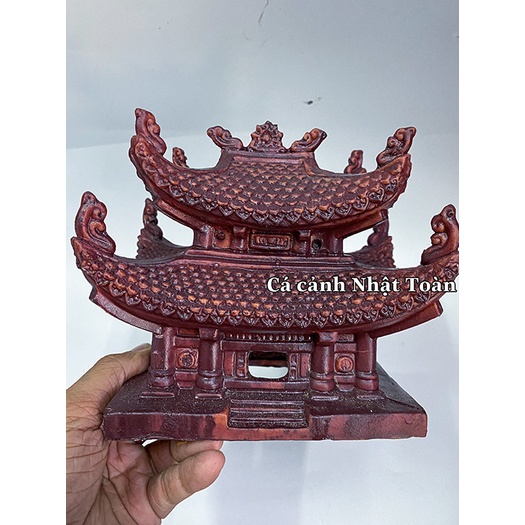 TIỂU CẢNH ĐÌNH CHÙA TRANG TRÍ BỂ CÁ, TIỂU CẢNH 17X10X17CM