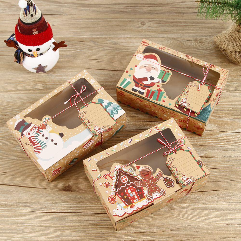 Hộp Đựng Bánh Quy / Muffin / Bánh Ngọt / Tráng Miệng Đa Năng Có Cửa Sổ Dùng Làm Quà Tặng Giáng Sinh