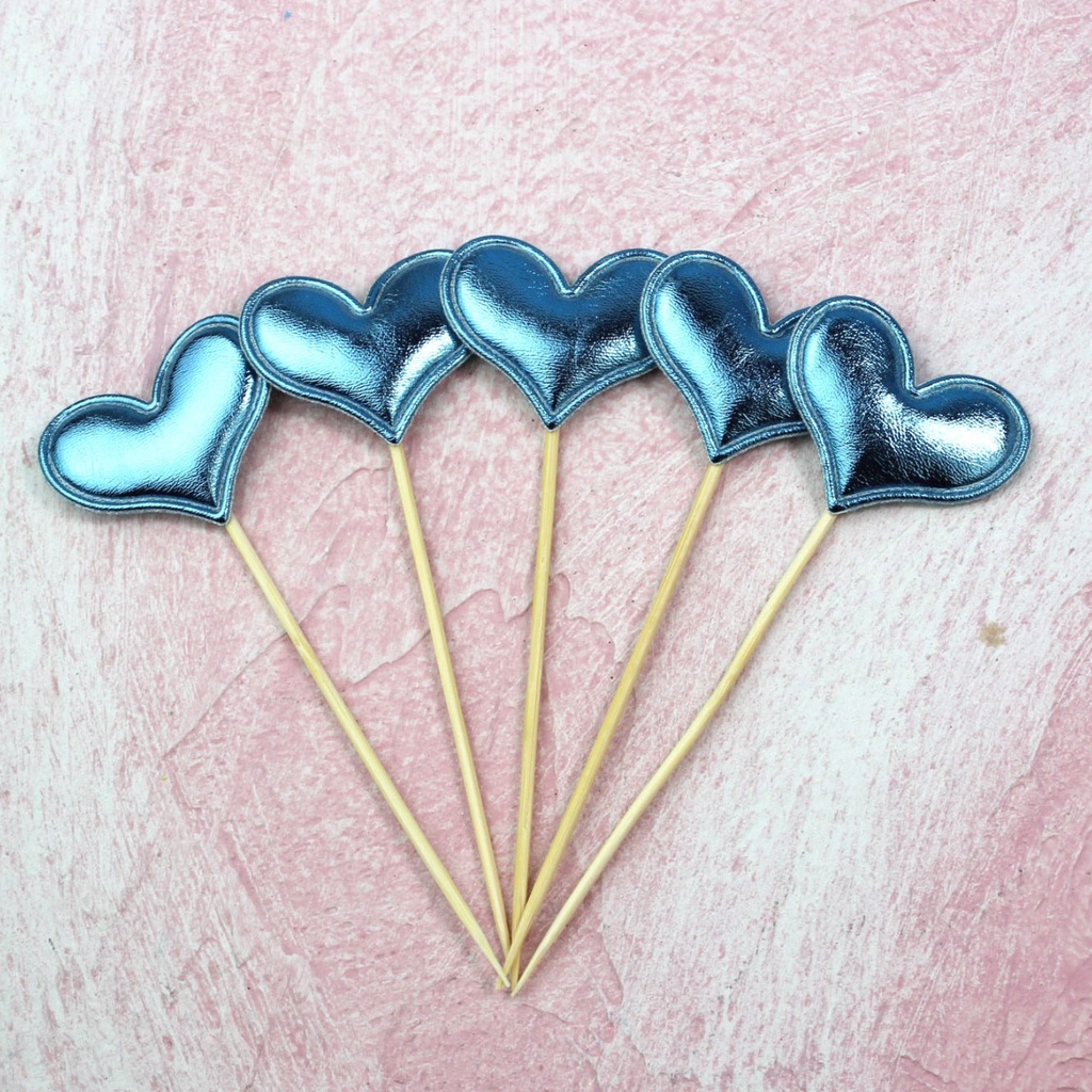 Set 5 Phụ Kiện Trang Trí Bánh Kem Bằng PU Giả Hình Ngôi Sao/Trái Tim/ Vương Miện Xinh Xắn