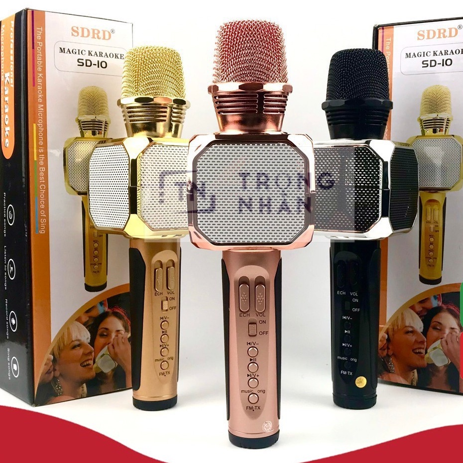 Micro karaoke bluetooth SD-10 Mic hát cầm tay loa không dây mini hát hay đa năng có ghi âm