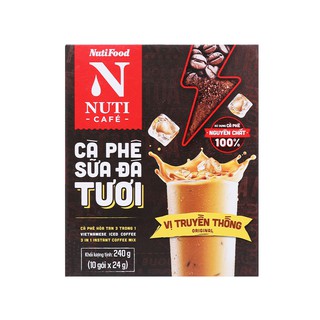 [MUA 2 TẶNG 1 ] Cà phê sữa đá tươi NUTICAFE 3 trong 1 Hộp 240g