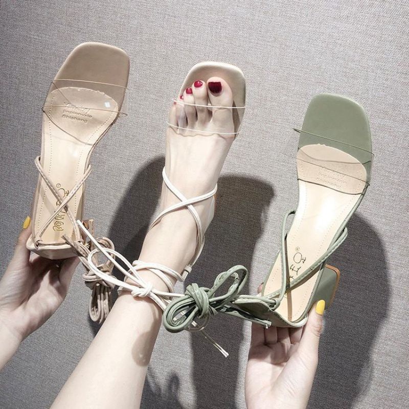 DAISY - Giày Sandal Dây Cột Cổ Chân Đế Vuông Sành Điệu Hot Trend 2021 - S12