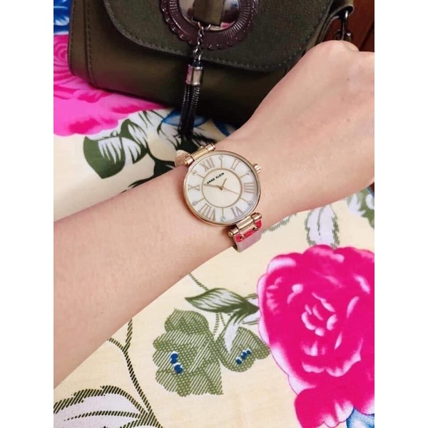 Đồng hồ Nữ anne Klein dây da case 34mm