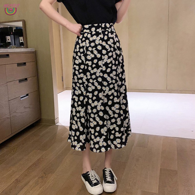 VN Set Chân Váy Chữ A Và Áo Thun Tay Dài Họa Tiết Hoa Cúc Thời Trang Cho Nữ