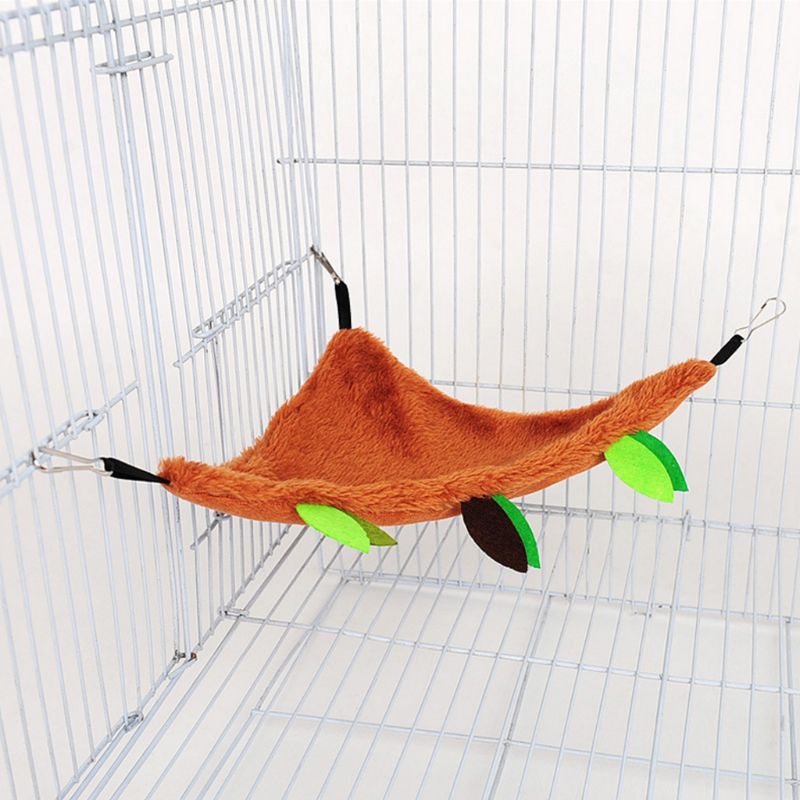 Võng Treo Vải Lông Nhỏ Hình Trụ Họa Tiết Lá Rừng Cho Thú Cưng Ha
