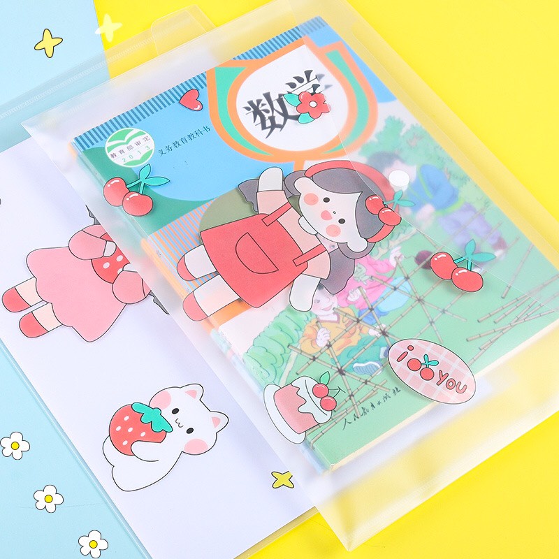 Túi đựng bài kiểm tra có nút bấm loại trong có hình cute