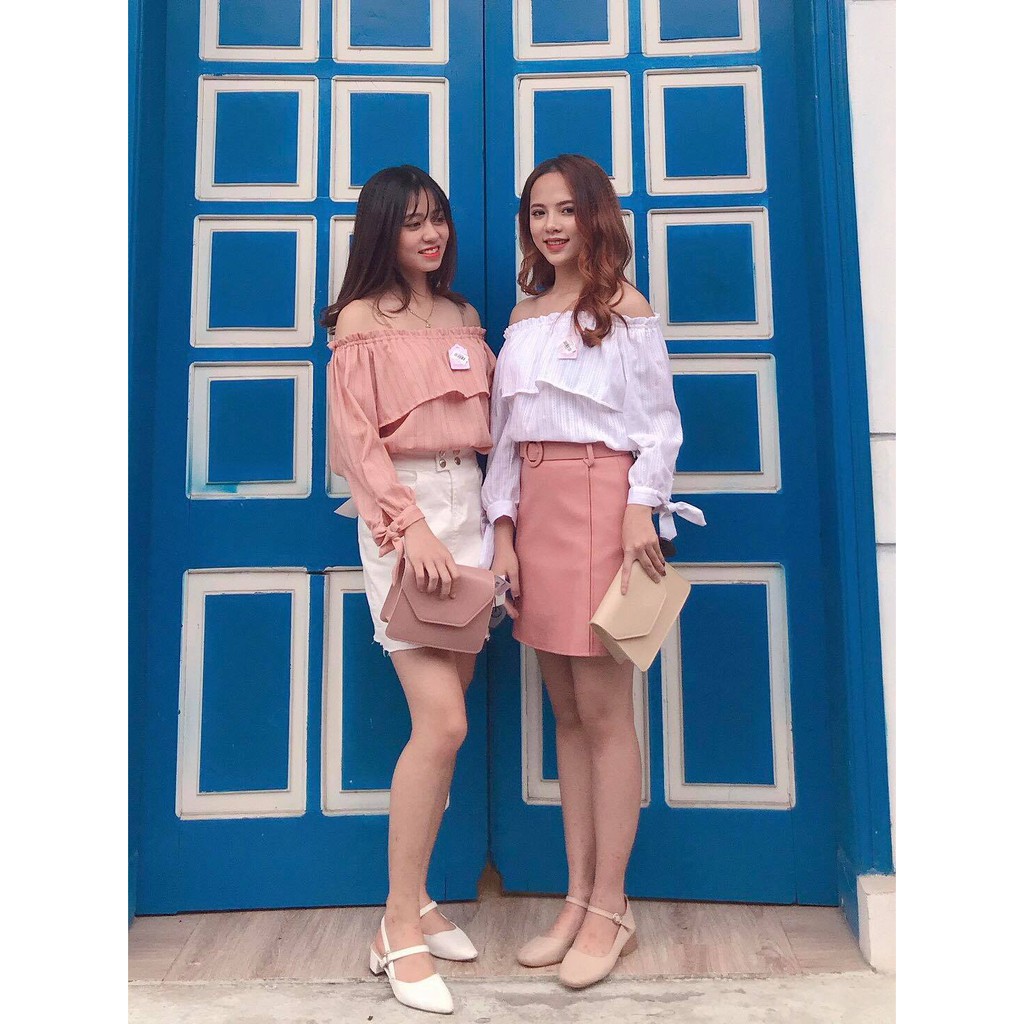 Áo babydoll trễ vai ren