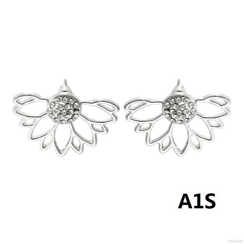 Bông Tai Hoa Sen Đính Đá / Ngọc Trai Giả Thanh Lịch