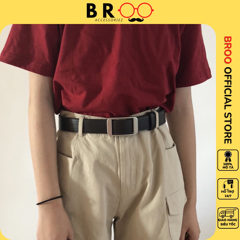 Thắt lưng nam nữ khóa luồng da pu cao cấp bản dây 3.3cm, dây nịt lưng unisex không cần bấm lỗ tiện lợi