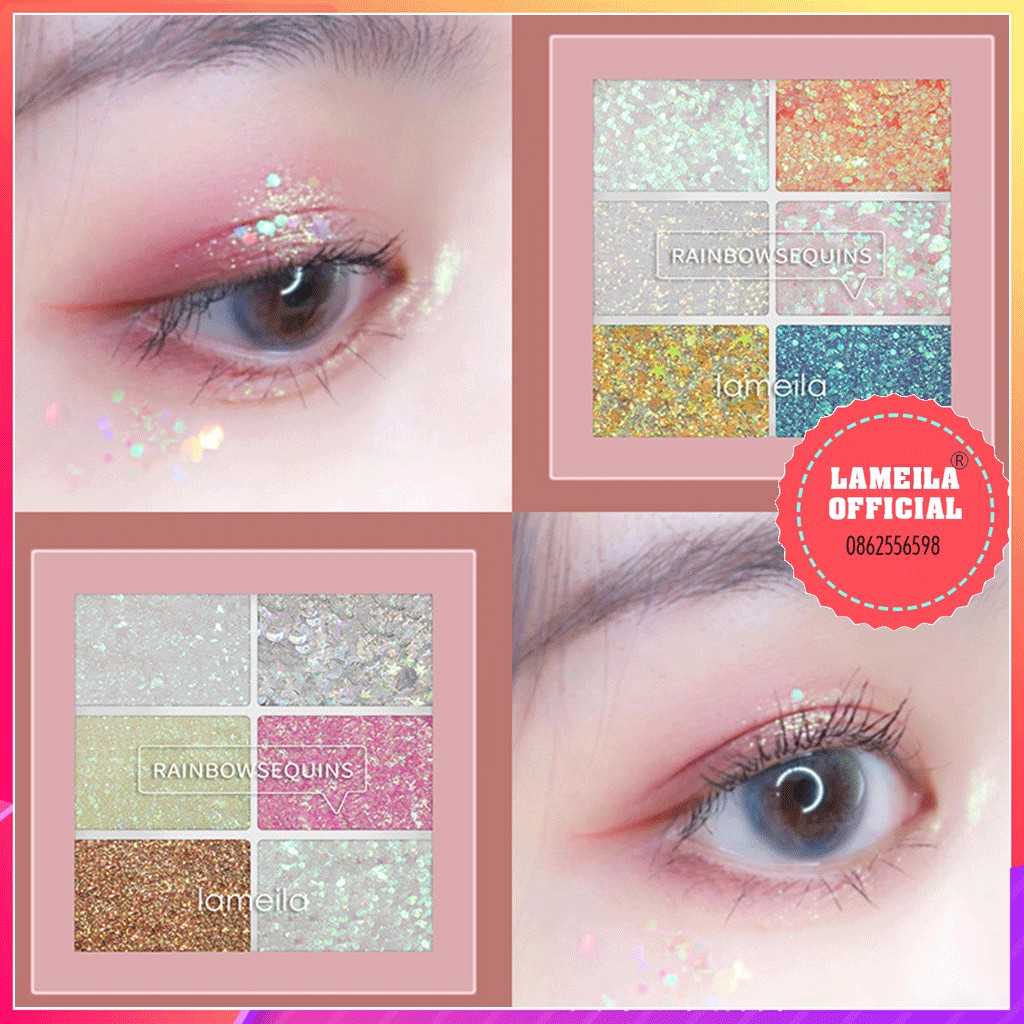 Nhũ Mắt Lameila 6 Ô Sequin RAINBOW Lấp Lánh P0257