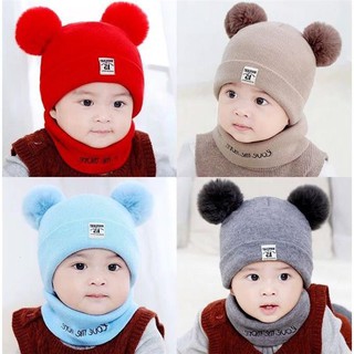 Set mũ / nón len quả bông kèm khăn ống cho bé trai và bé gái CONY BABY