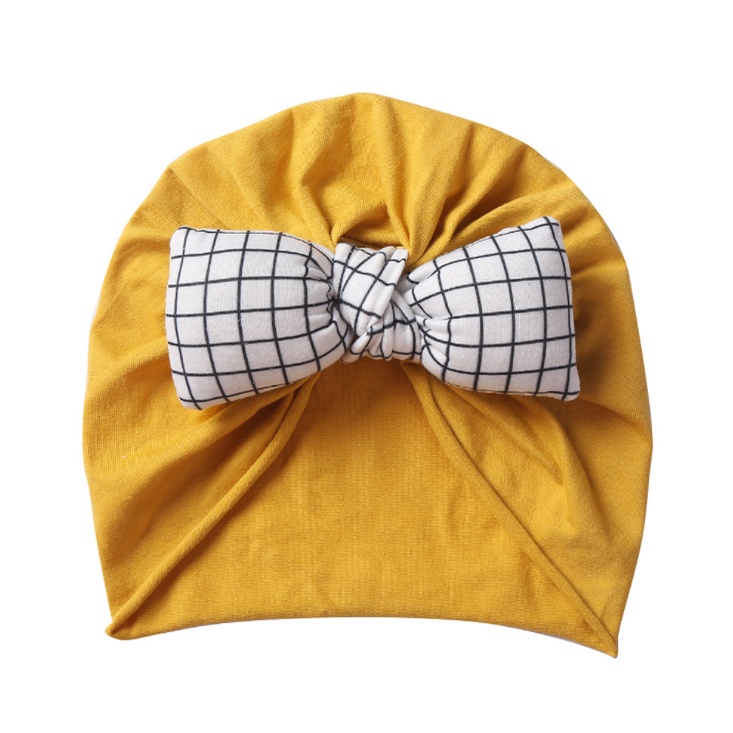 Mũ turban nơ tròn chất liệu cotton mềm mịn co dãn  dành cho bé gái từ sơ sinh