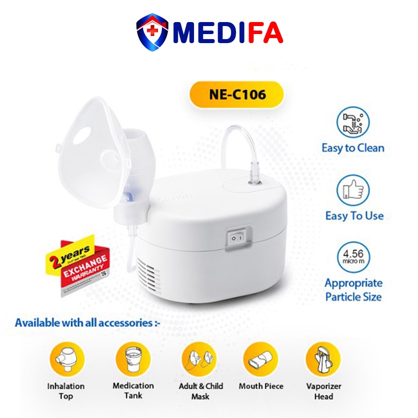 Máy Xông Khí Dung Omron Ne-C106 - Máy Khí Dung Bảo Vệ Sức Khỏe Đường Hô Hấp, Bảo Hành Chính Hãng 2 Năm