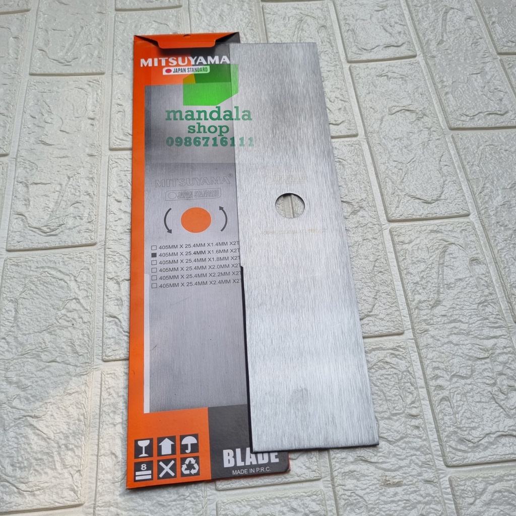 Lưỡi dao cắt cỏ thép trắng chất lượng cao, siêu cứng MISUYAMA dài 40cm, lỗ trục 25.4mm