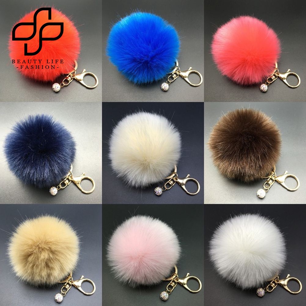 Móc chìa khóa hình cục bông pompom xinh xắn