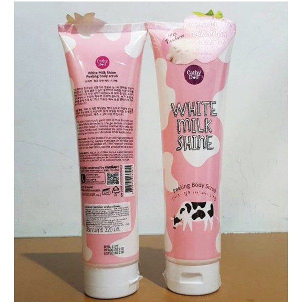 Tẩy da chết sữa bò Cathy Doll White Milk Shine Peeling Body Scrub 320ml cho da trắng, sạch mịn màng