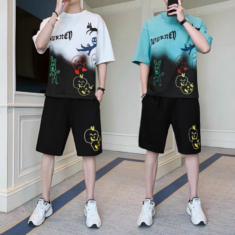 Bộ thể thao nam màu loang cùng với hoạ tiết lạ trend, mẫu đồ bộ mặc nhà dành cho teen