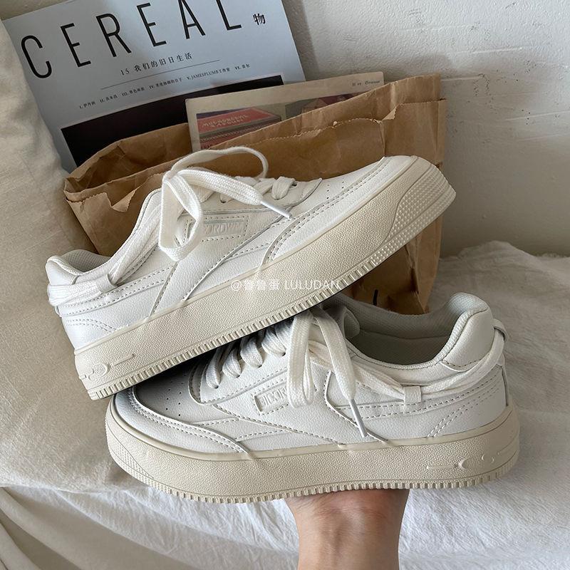 Giày Thể Thao Bằng Da Màu Trắng Thời Trang Cho Nữ