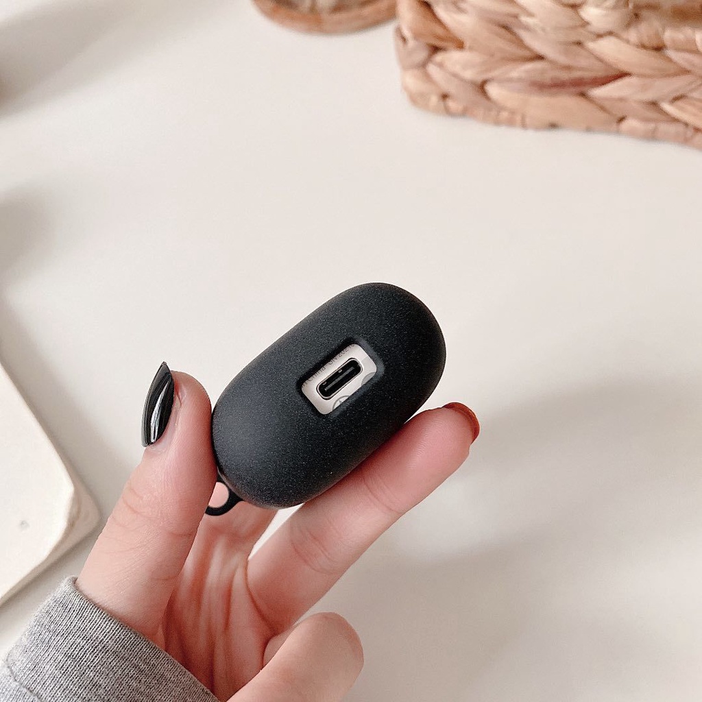 Ốp bảo vệ tai nghe màu trơn nhám có móc thời trang cho Baseus W04 TWS Baseus W04 Pro