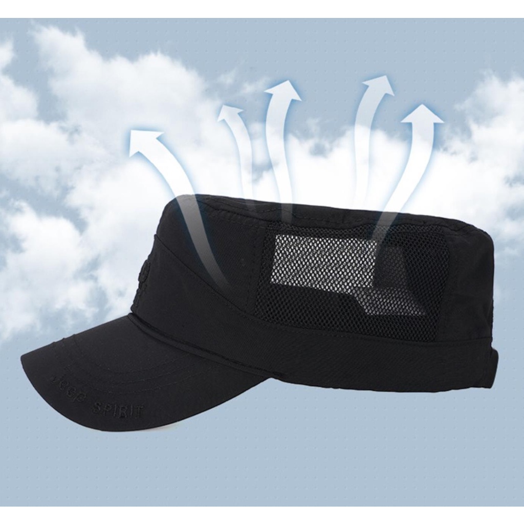 Jeep Spirit  Mũ Lưỡi Trai  Nam Và Nữ Màu Trơn Phối Lưới Thời Trang Mùa Hè