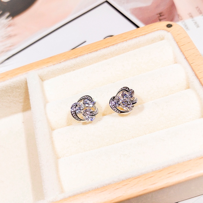 Khuyên tai JIUDUOLAN mạ bạc không gây dị ứng đính đá nhân tạo thời trang dễ phối đồ tinh xảo