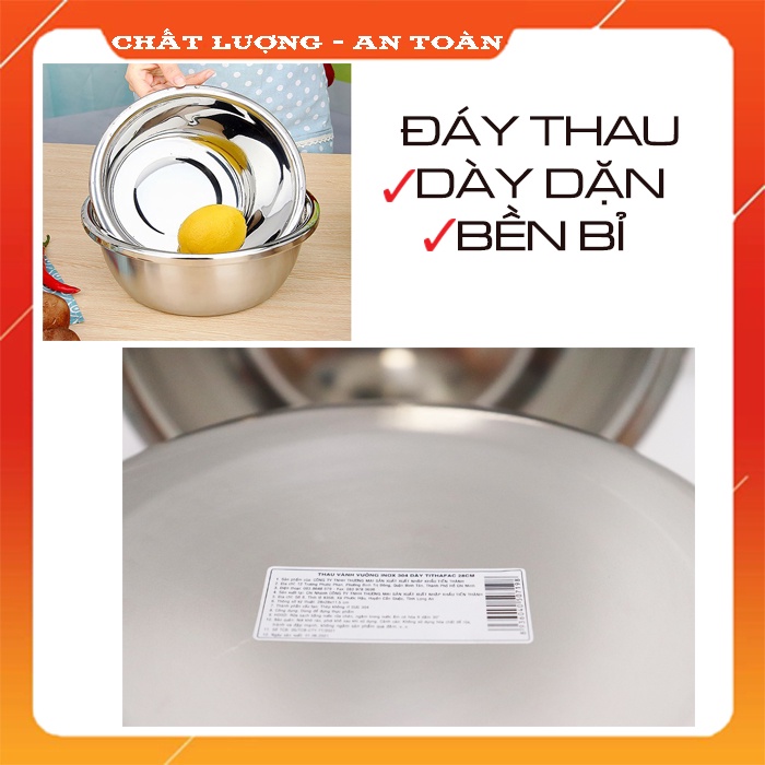 ⭕Giadụngchínhhãng⭕ Thau Thố Chậu Lòng Sâu, Siêu Dày Trộn Gỏi Trộn Bột Đánh Trứng Inox 304 Tithafac Chính Hãng