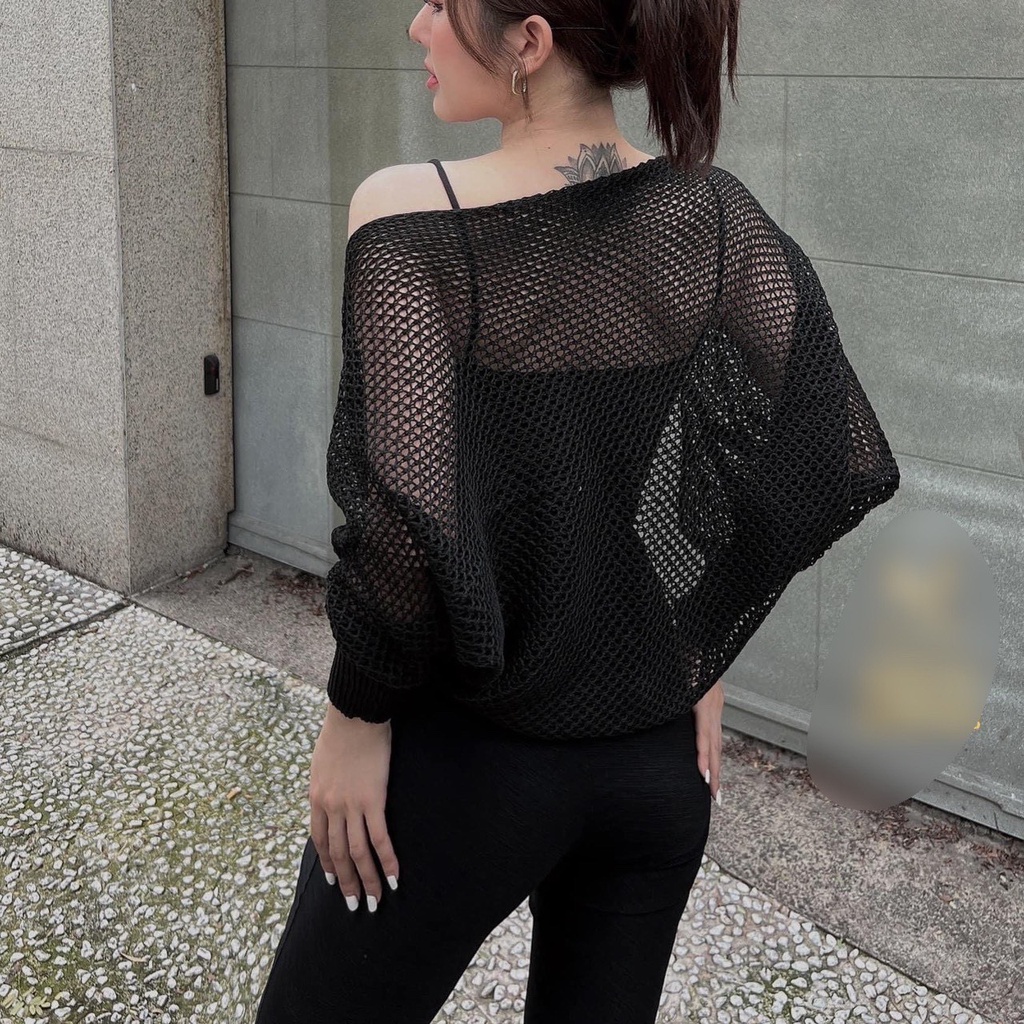 Áo khoác Cardigan len lưới phong cách Hàn Quốc dáng ngắn gợi cảm, phong cách, đường phố Quảng Châu