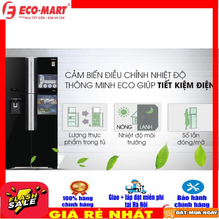 Tủ lạnh Hitachi 4 cánh màu đen R-FW690PGV7