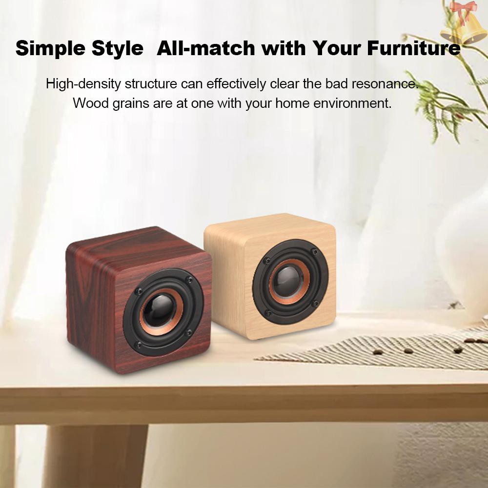 ONE Q1 Mini Wooden Bluetooth Speaker Portable Wireless Subwoofer Strong Bass Powerful Sound Box Music Magic Cube for Smartphone Tablet Laptop