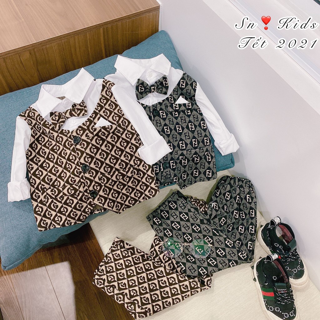 Set vest umi dạ cho bé trai