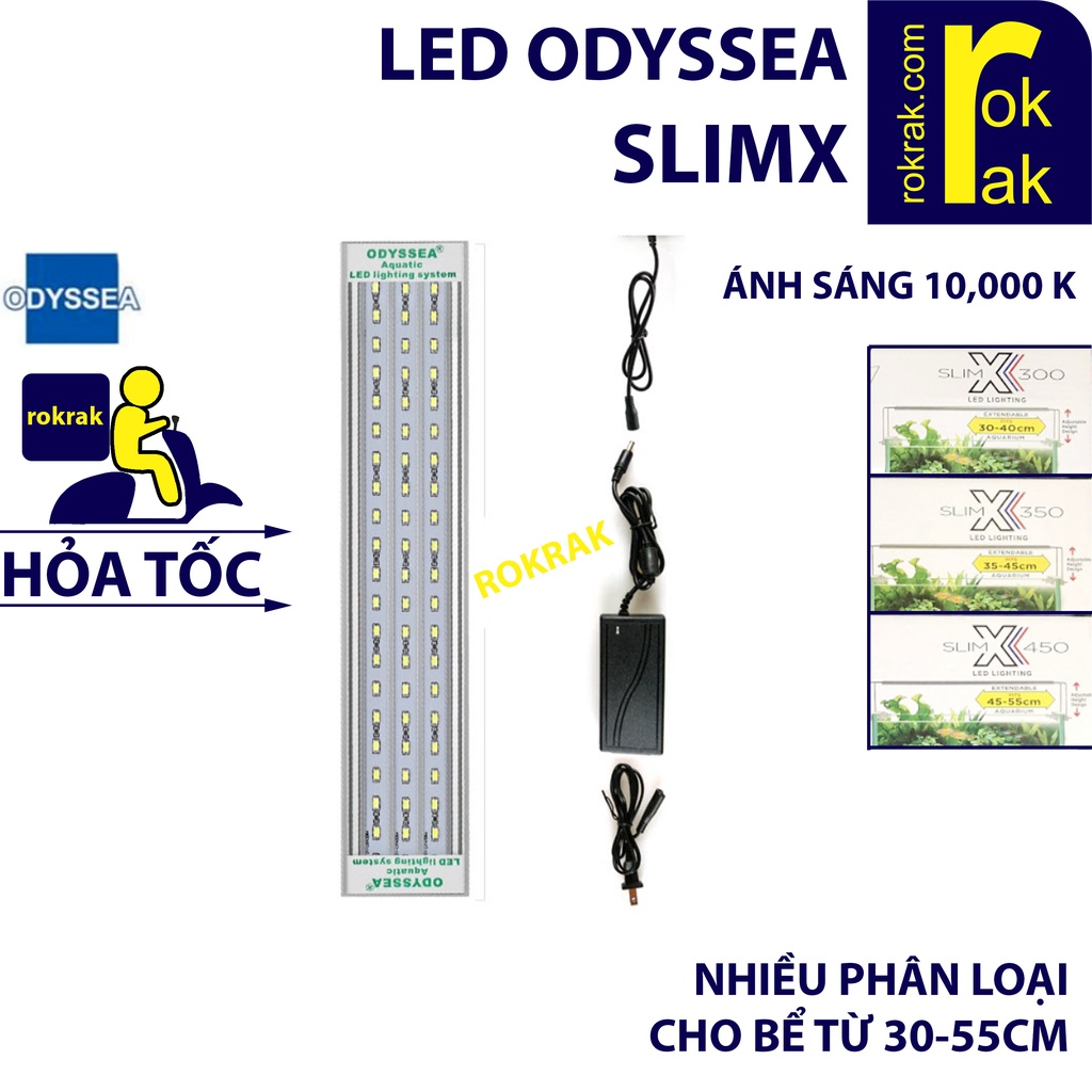 Đèn led ODYSSEA SLIM X 300 350 450 ánh sáng 10000k cho hồ cá 30-55 cm