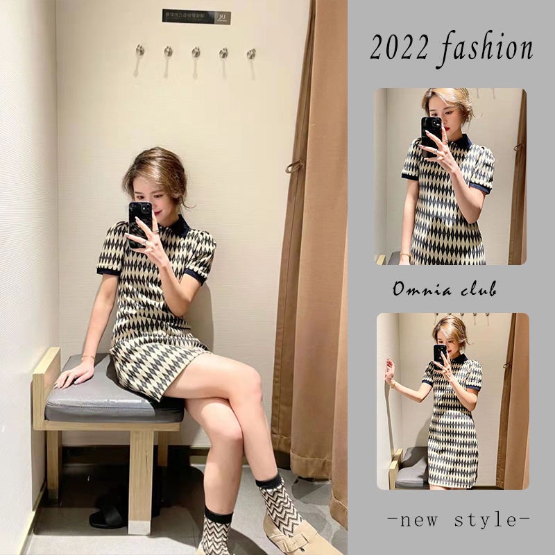 Đầm cổ polo phong cách retro thời trang hè 2022 cho nữ wu02s7ee2000
