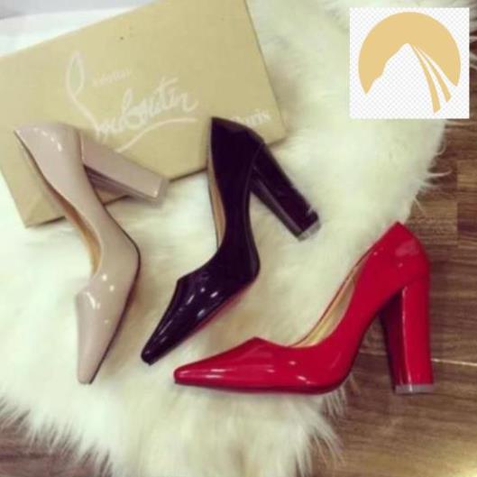 Giày Cao Gót Bít Mũi , Giày Cao Gót Nữ 9cm Chất Da Sáng Bóng Hàng Cao Cấp Selena Shop