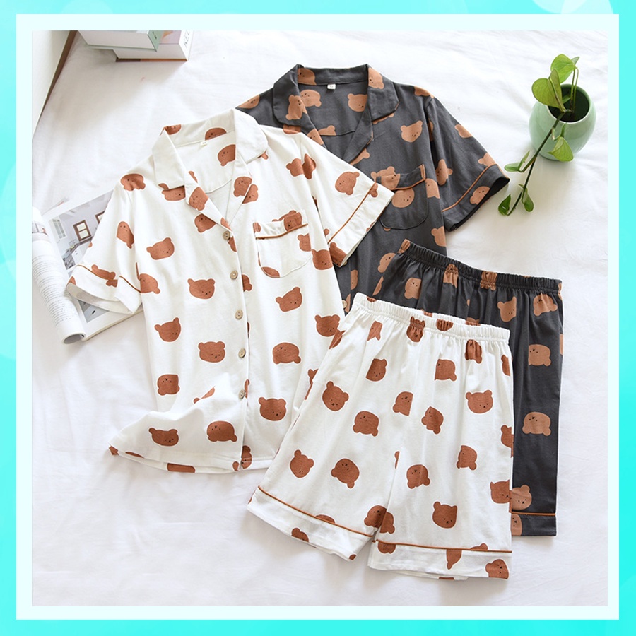 Đồ ngủ nữ pijama mặc nhà dễ thương quần cộc áo cộc chất vải thô hàn mềm cao cấp cho mùa hè PJMCOCC05