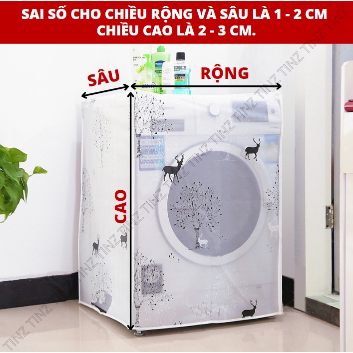Áo trùm máy giặt cửa trên, dưới, trước, ngang 7kg 8kg 9kg 10kg 11kg chống thấm, chống bụi TINZ|Mã GD074