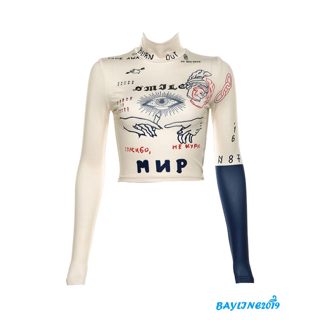 Áo Thun Lửng Tay Dài In Chữ Thời Trang Dành Cho Nữ