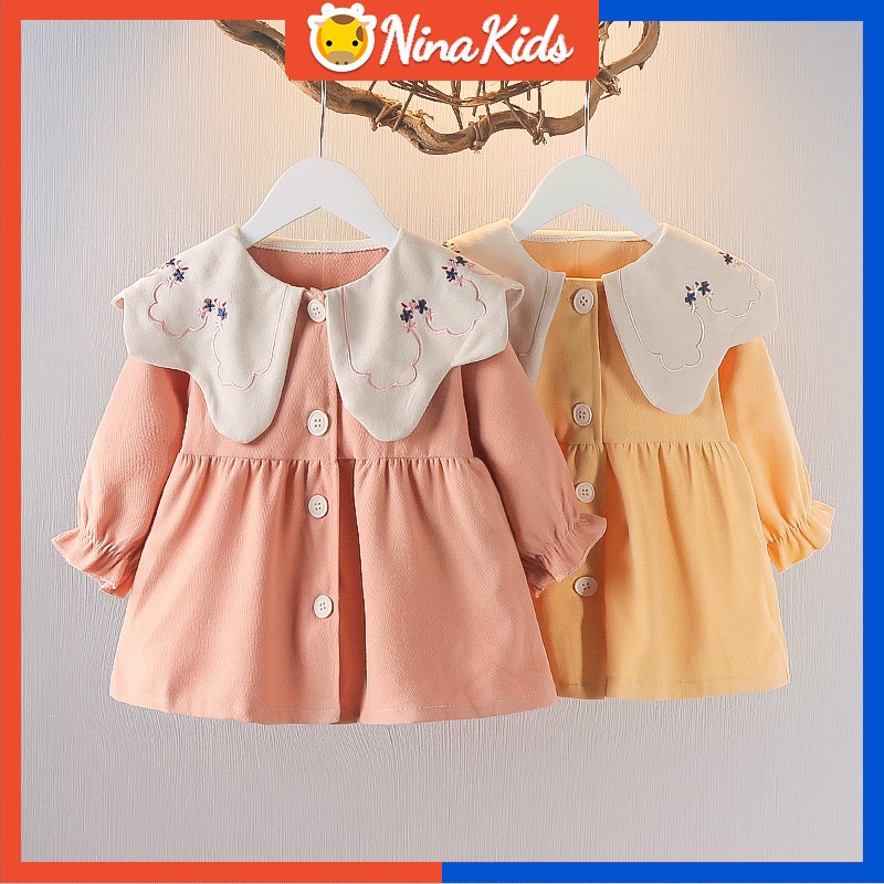 Đầm Dài Tay Phong Cách Hàn Quốc Đáng Yêu Dành Cho Bé Gái 0-4 Tuổi