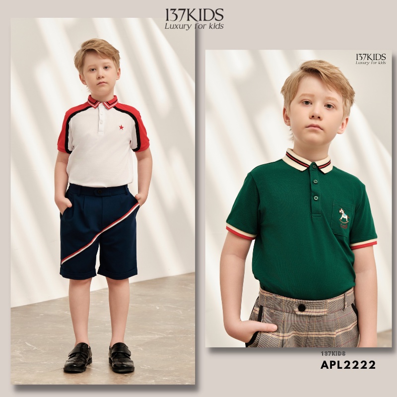 Áo polo cotton 137KIDS thiết kế năng động thoáng mát cho bé trai bé gái APL2222