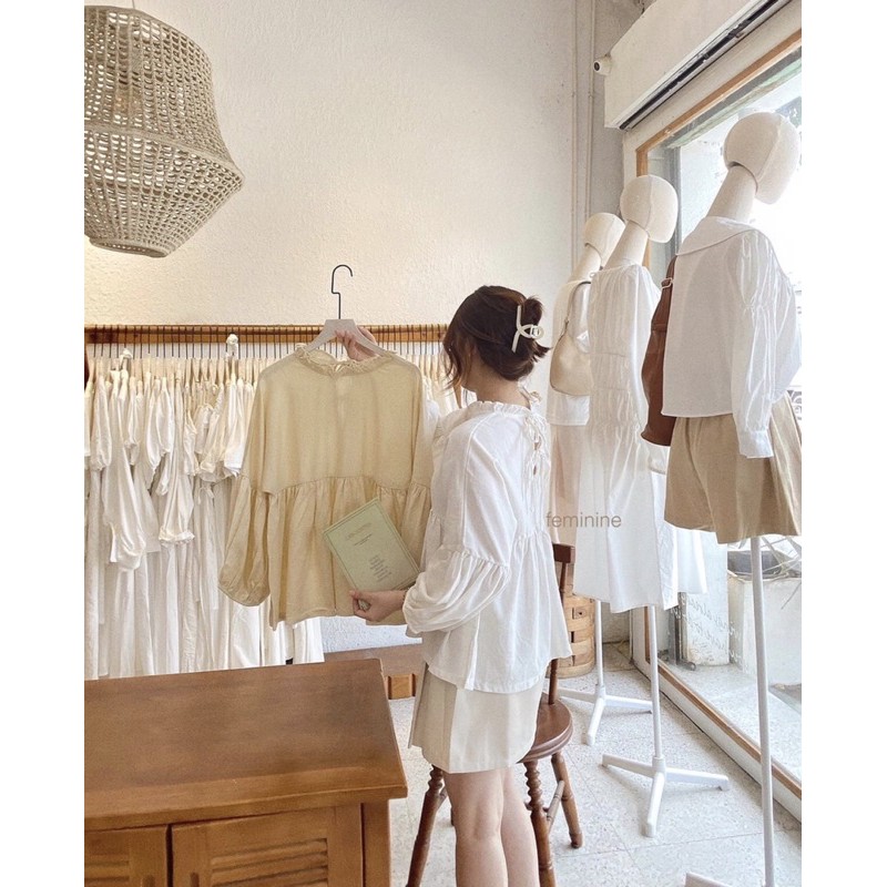 Áo sơ mi babydoll linen mềm mịn