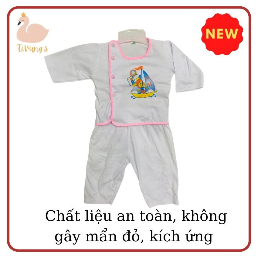Áo trẻ em Sơ Sinh, màu Trắng, cúc lệch, mẫu bác sĩ nhí cực đẹp, vải bao mềm mịn, giặt mau khô - TiVung's
