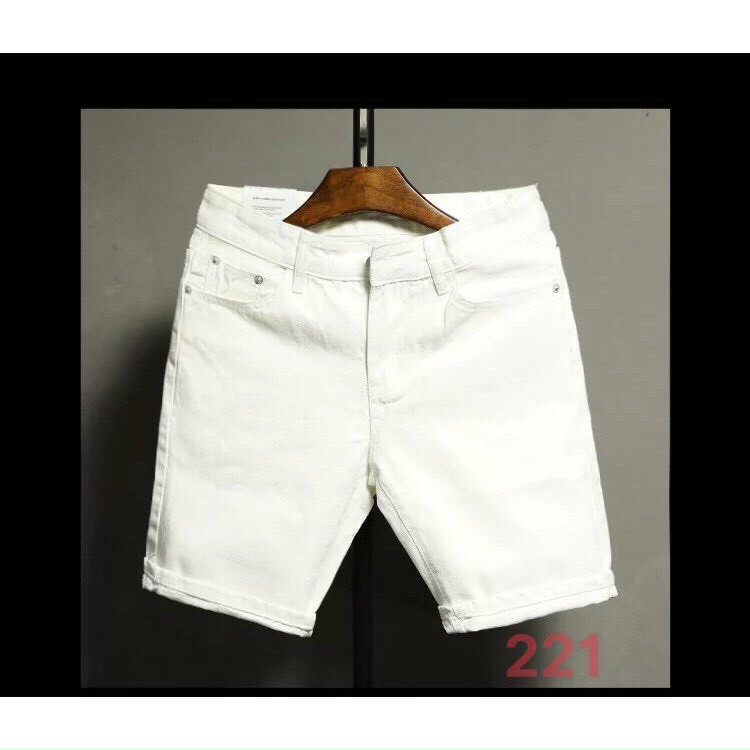 Quần short jean nam màu trắng chất bò - quần short demin nam co giãn thời trang cao cấp Tp_shop_87 ms221